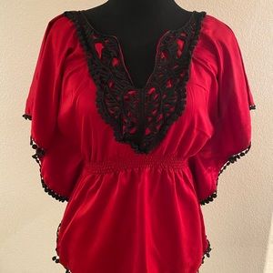 Satin waist cinched blouse